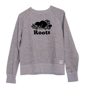 Roots Original Beaver Logo Sweatshirt charcoal Women’s Sz S-P/Youth kids L